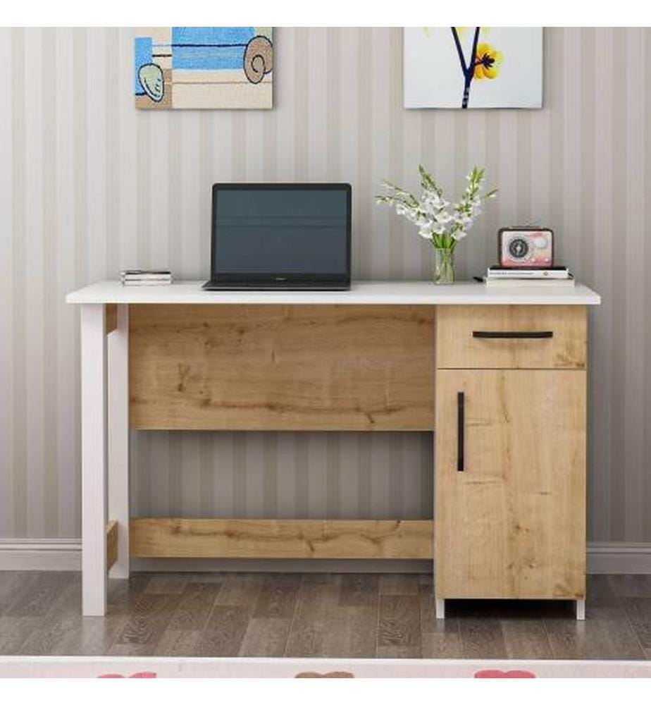 Bianco, Quercia, Tavolini, 74X120X60 cm, Piastra Di Particelle Con Rivestimento A Melamina