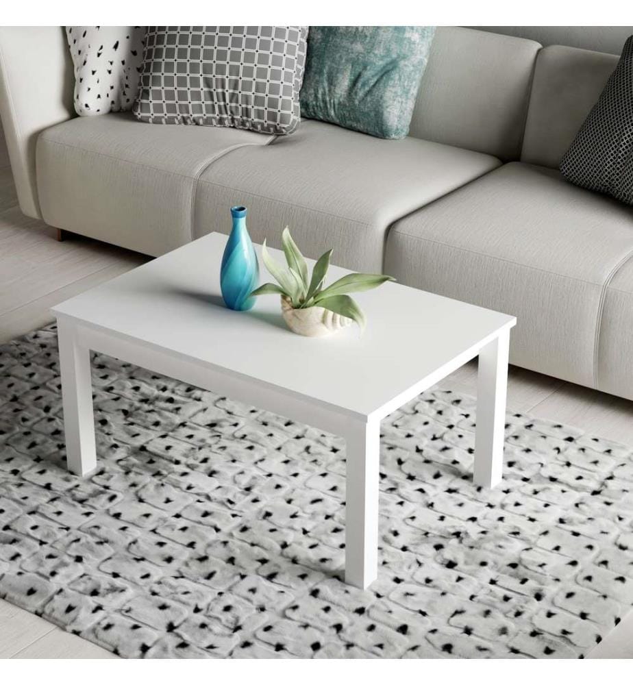Blanc, Tables Basses, 44,8X90X50 cm, Plaque De Particules Enrobée De Mélamine