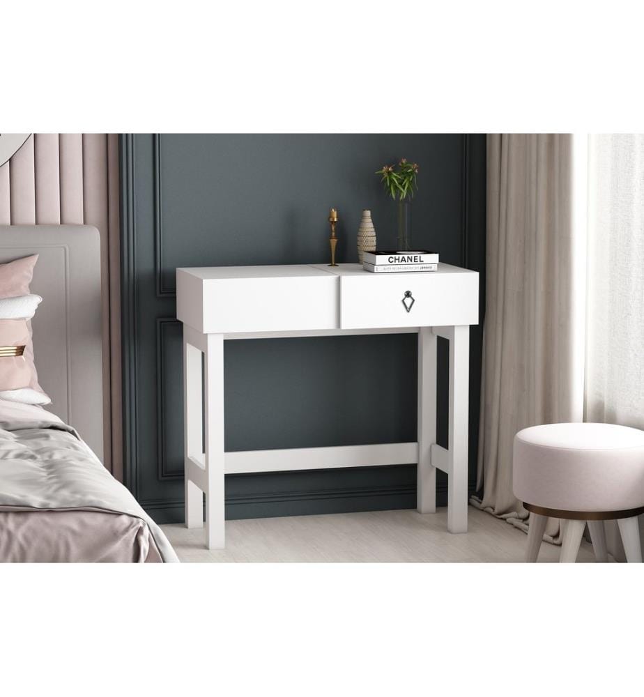 Bianco, Tavolini, 84.5X90X42,1 cm, Piastra Di Particelle Con Rivestimento A Melamina