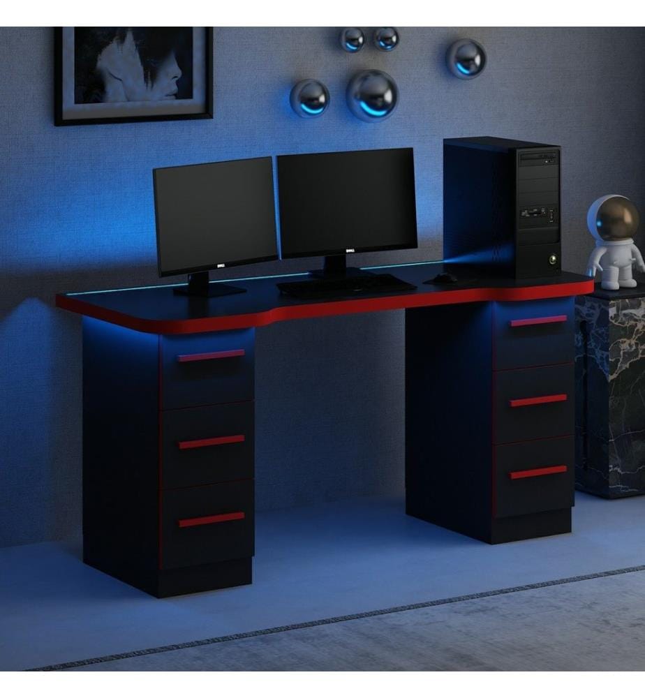Pupitre de jeu, Noir, Rouge, Panneau de particules mélaminé