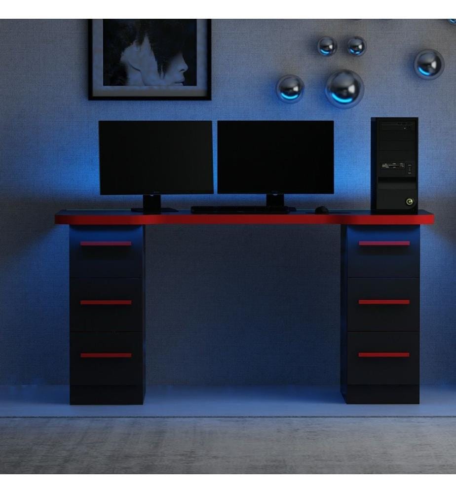 Pupitre de jeu, Noir, Rouge, Panneau de particules mélaminé
