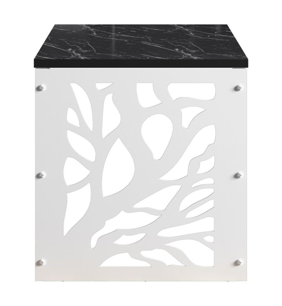 Bianco, Nero, Tavolini Da Caffè, 47.2X44.5X44,5 cm, Piastra Di Particelle Rivestita Di Melamina