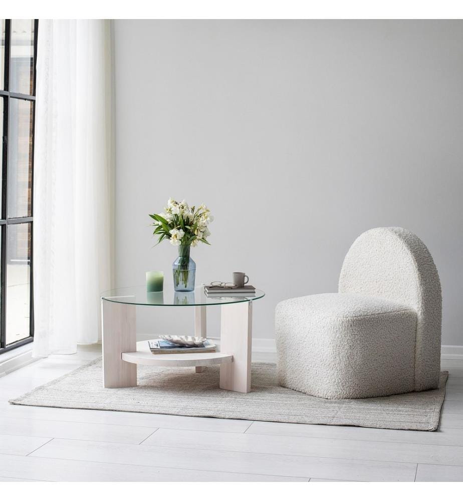 Bianco, Tavolini, 40X75X75 cm, Vetro Assaporato