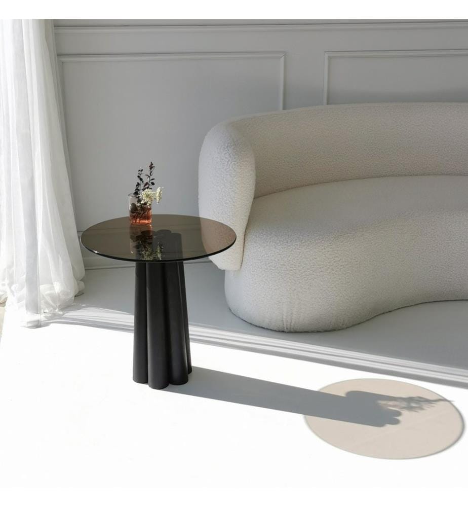 Table basse, Noir, Bronze, Verre trempé, Piétement : Beech Tree Hêtre