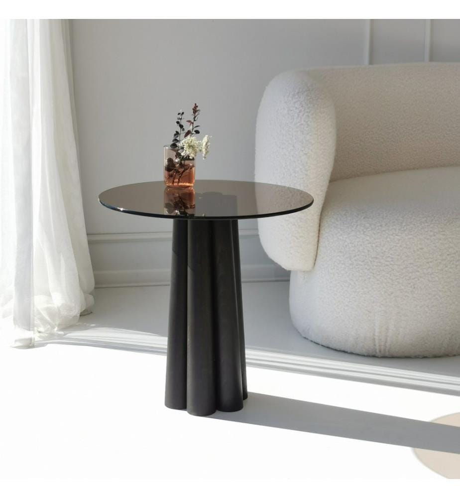 Table basse, Noir, Bronze, Verre trempé, Piétement : Beech Tree Hêtre