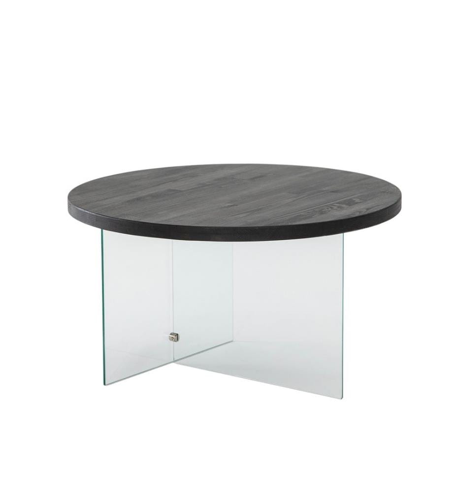 Table basse, Anthracite, Transparent, Verre trempé, Piétement : MDF MDF