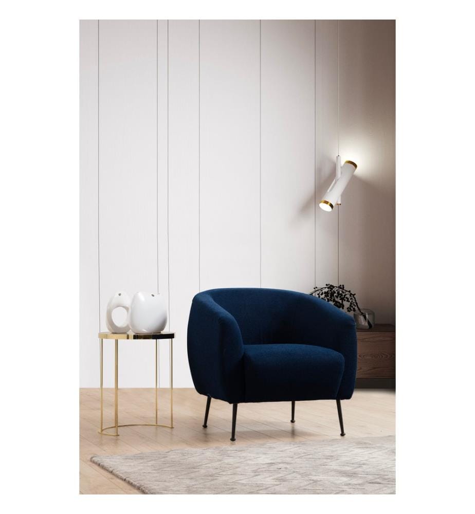 Ohrensessel, Blau, Gestell: Buchenholz / Chipboard, Stoff: 100% Polyester