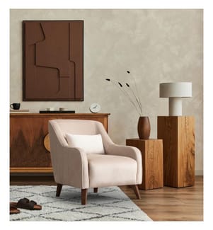 Ohrensessel, Ecru, Gestell: Buchenholz / Chipboard, Stoff: 100% Polyester