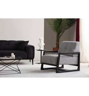 Ohrensessel, Hellgrau, Gestell: Buchenholz / Chipboard, Stoff: 100% Polyester