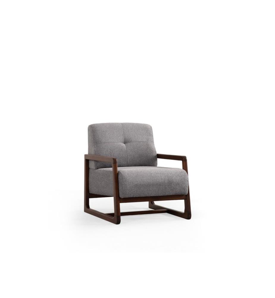 Ohrensessel, Hellgrau, Walnuss, Gestell: Buchenholz / Chipboard, Stoff: 100% Polyester