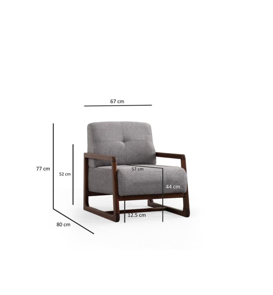 Ohrensessel, Hellgrau, Walnuss, Gestell: Buchenholz / Chipboard, Stoff: 100% Polyester