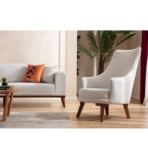 Ohrensessel, cremefarben, Gestell: BUCHENHOLZ / SPANPLATTE, Bezug: 100 % POLYESTER, Holzbeine
