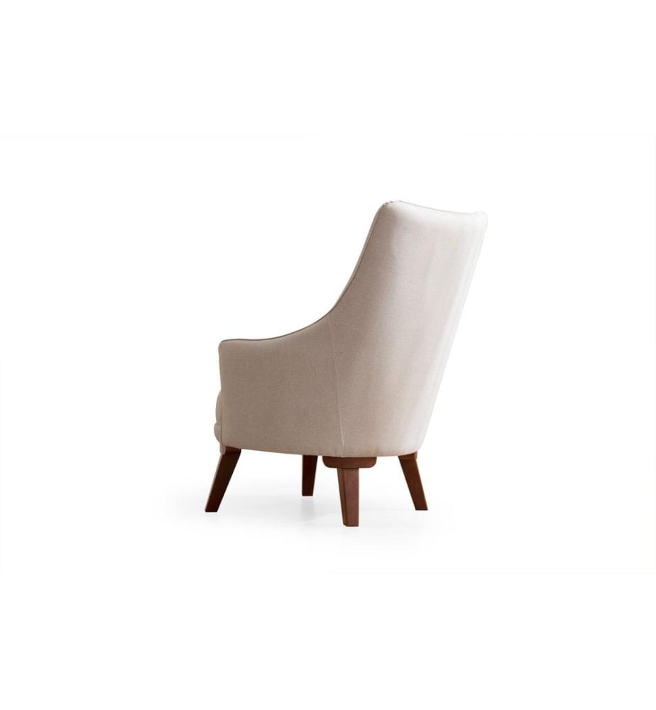 Ohrensessel, cremefarben, Gestell: BUCHENHOLZ / SPANPLATTE, Bezug: 100 % POLYESTER, Holzbeine