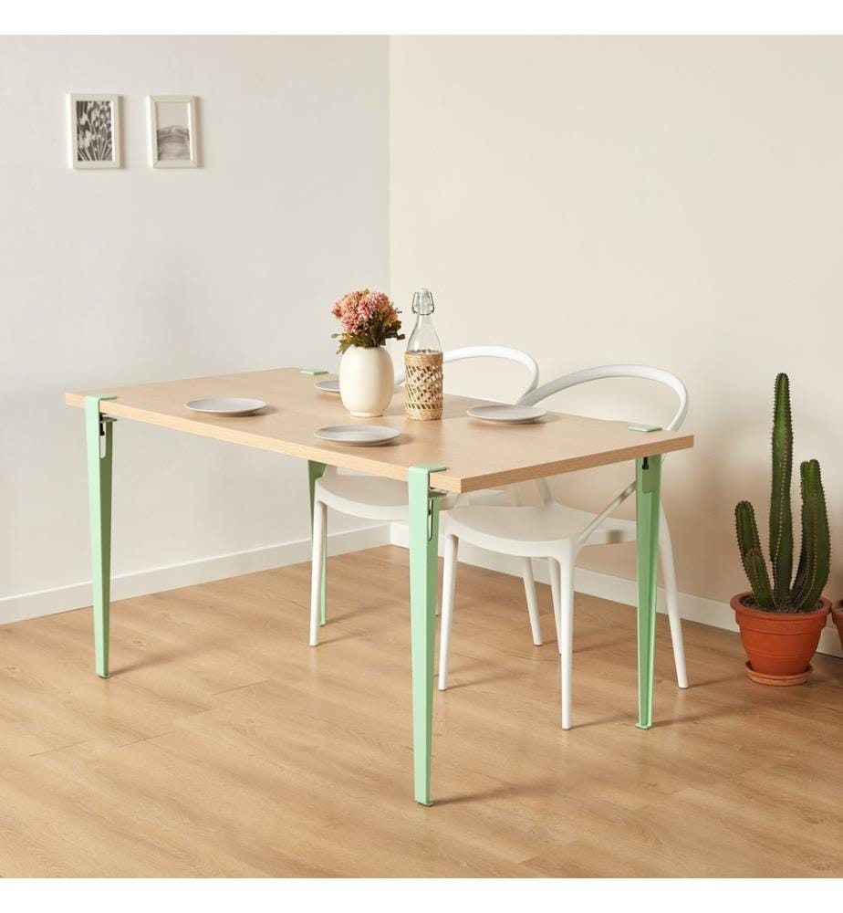 Tavolo Da Pranzo, Legno Verde Menta, Piastra Di Particelle Rivestita