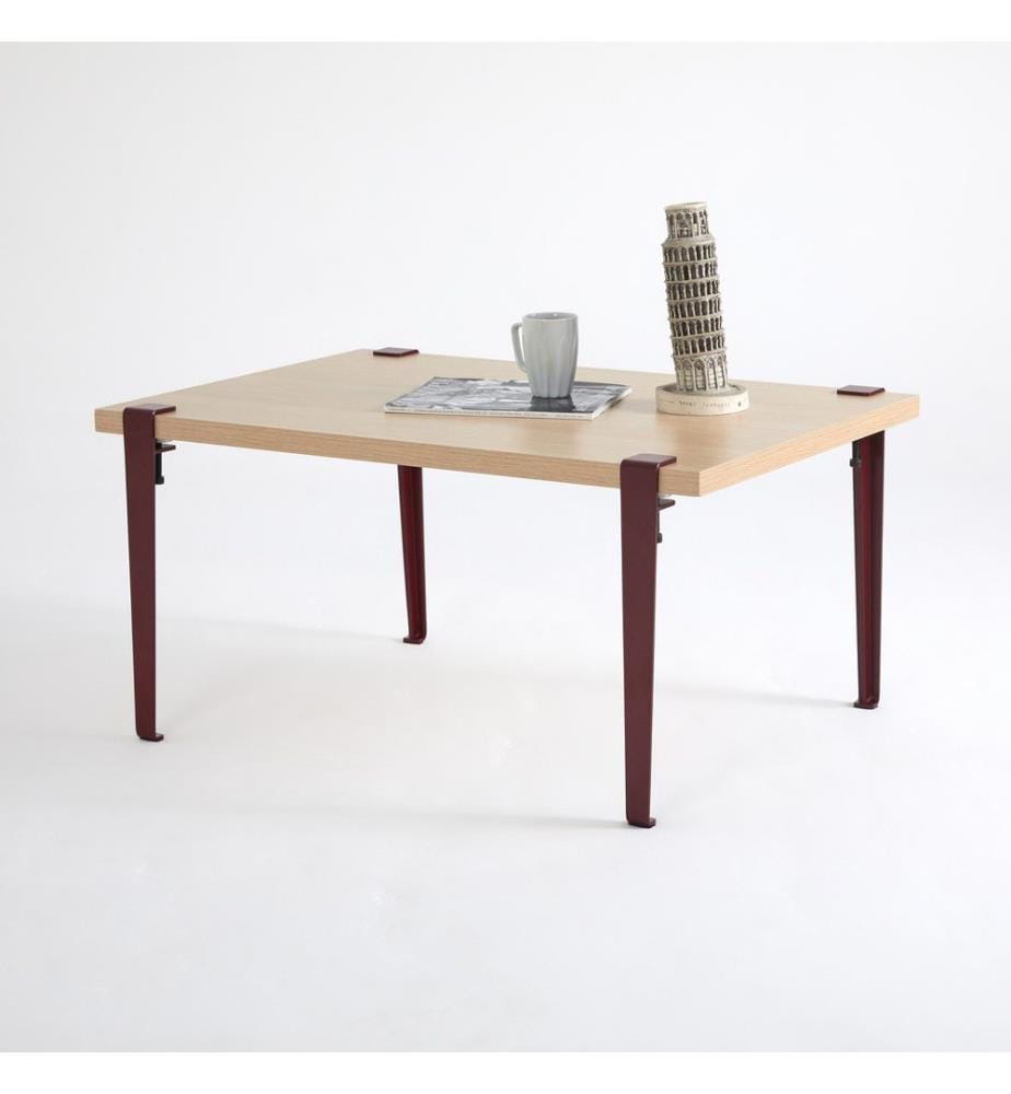 Tavolino, Legno Borgogna, Disco Particella Con Rivestimento