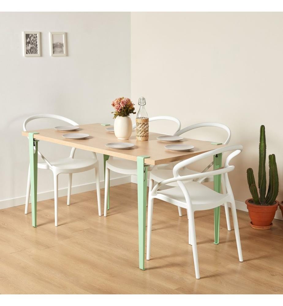 Tavolo Da Pranzo, Legno Verde Menta, Piastra Di Particelle Rivestita