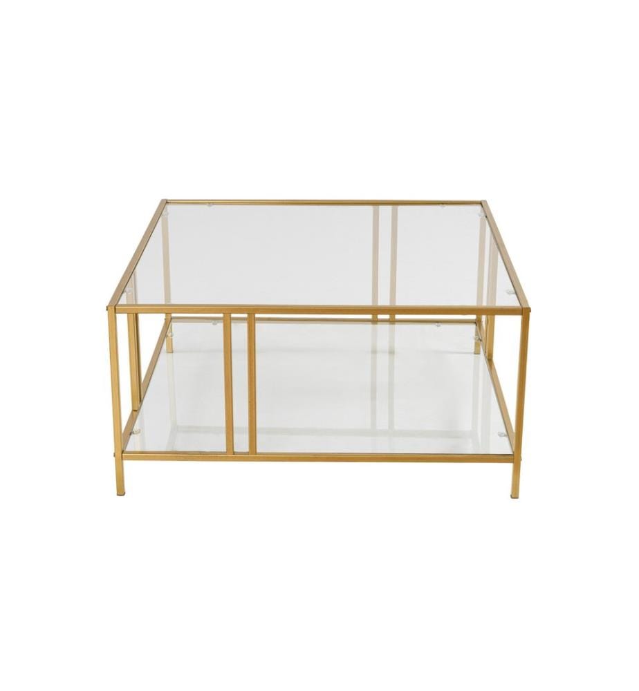 Table à café, Or, Verre trempé, Cadre : %100 Métal