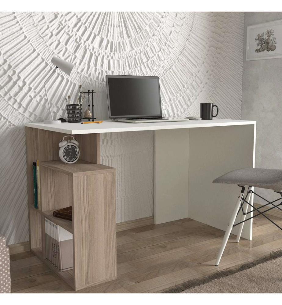 Bianco, Tavolini, 73,8X120X60 cm, Piastra Di Particelle Con Rivestimento A Melamina
