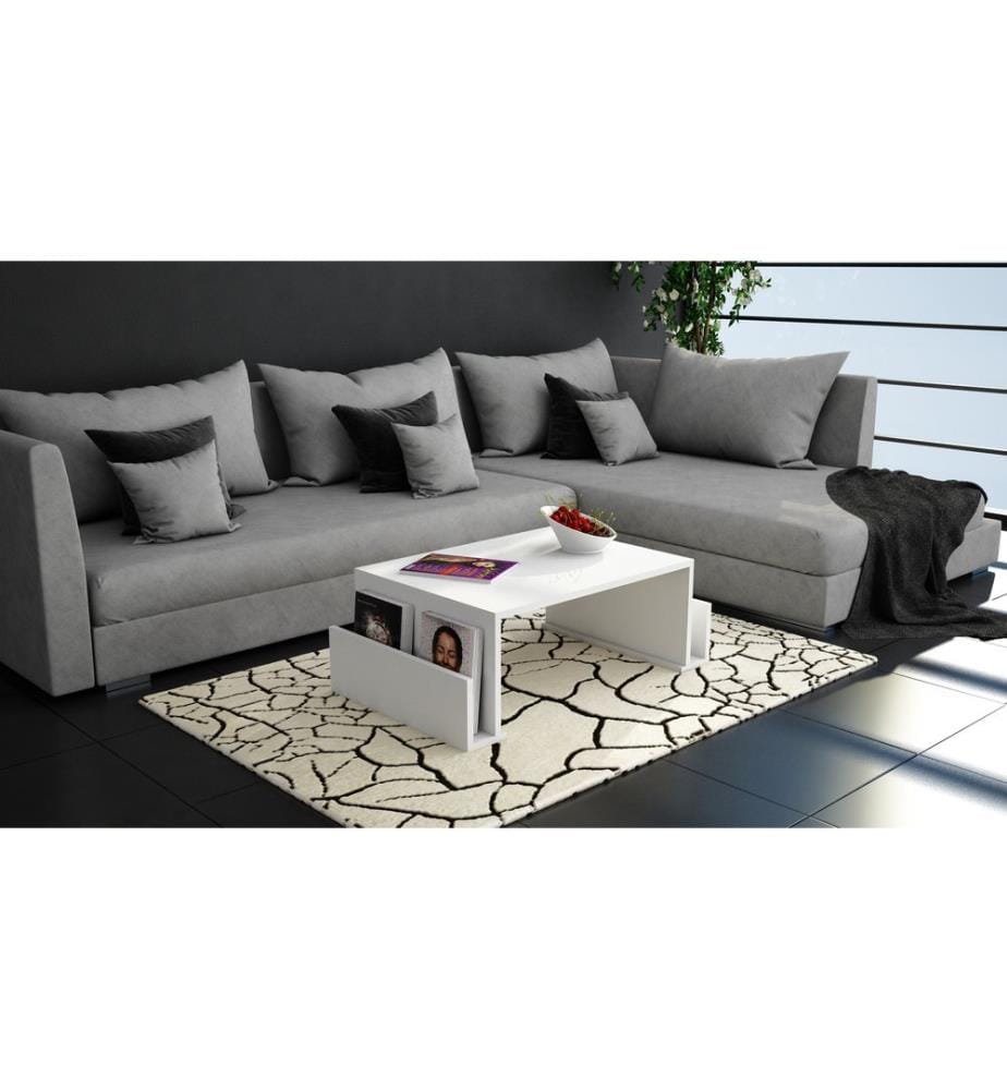 Bianco, Tavolini Da Caffè, 36.8X95X60 cm, Piastra Di Particelle Con Rivestimento A Melamina
