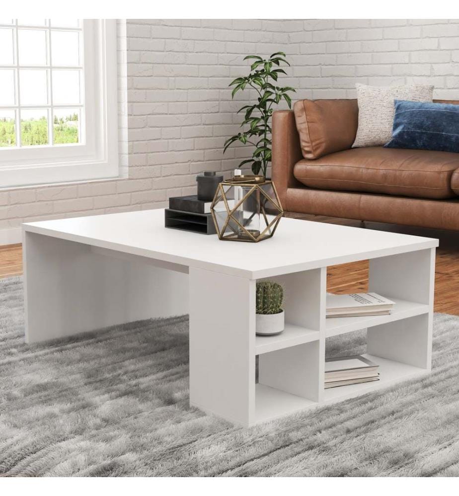 Bianco, Tavolini Da Caffè, 33,6X90X60 cm, Piastra Di Particelle Con Rivestimento A Melamina