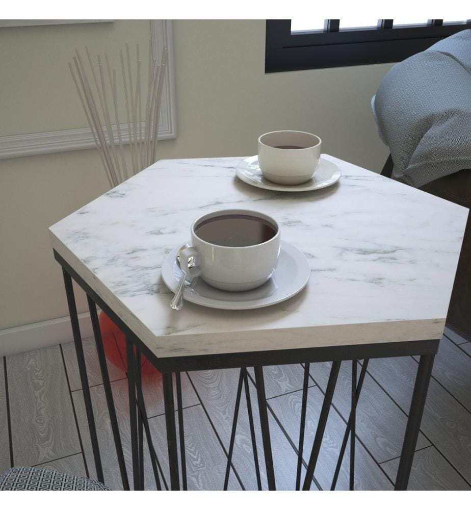 Side Table, WhiteBlack, Melamine Coated Particle Board
