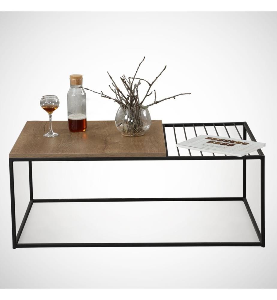 Persiano, Color Quercia, Tavolini Da Caffè, 43X95X55 cm, Piastra Di Particelle Rivestita Di Melamina