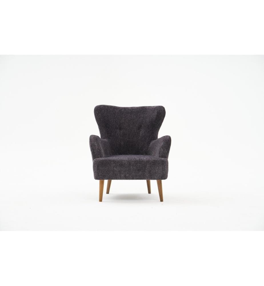 Ohrensessel, Anthrazit, Gestell: HORNBEAM WOOD, Bezug: 100 % GEWEBTE CHENILLE, Holzbeine