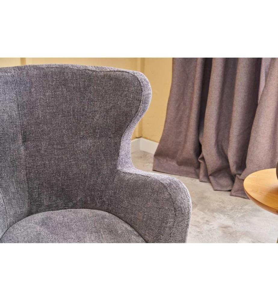 Ohrensessel, grau, Gestell: HORNBEAM WOOD, Bezug: 100 % GEWEBTE CHENILLE, Holzbeine