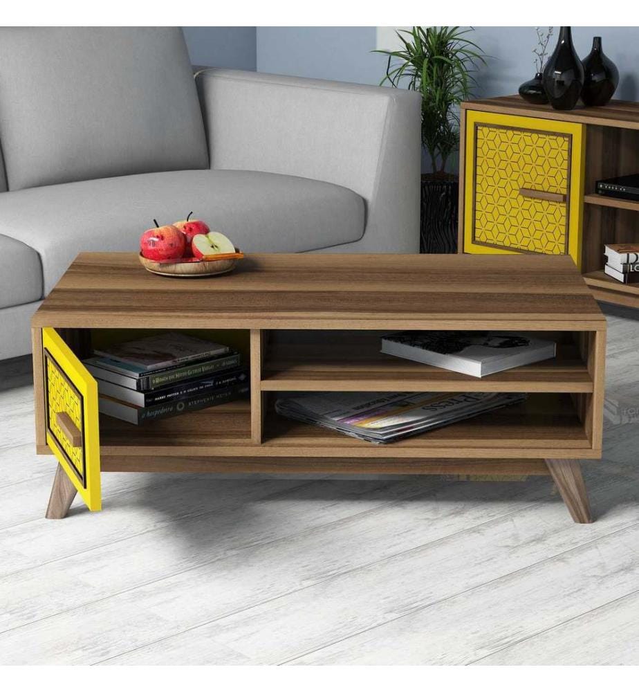 Coffee Table, WalnutYellow, Melamine Coated Particle Board