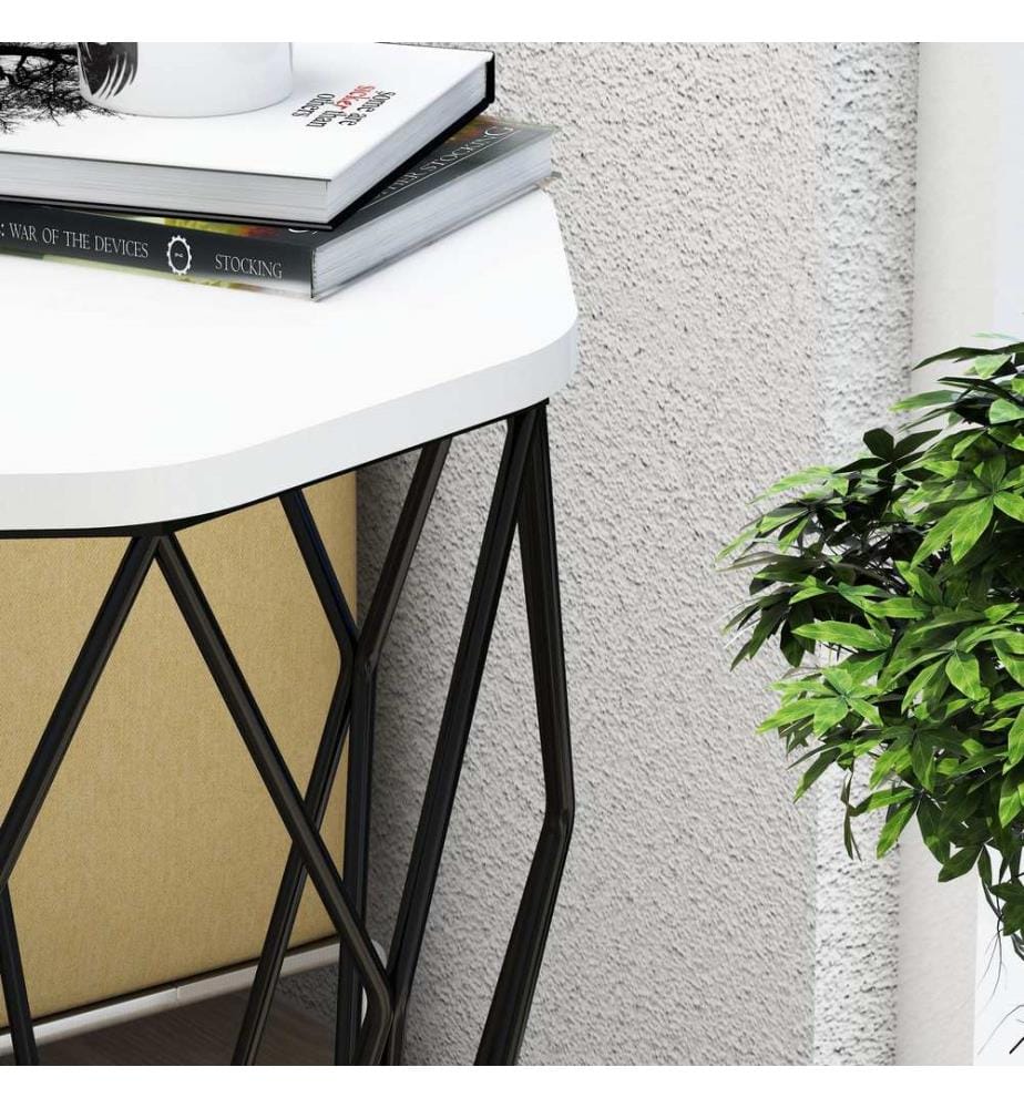 Bianco, Nero, Tavolini Da Caffè, 57X46X46 cm, Piastra Di Particelle Con Rivestimento Melamina