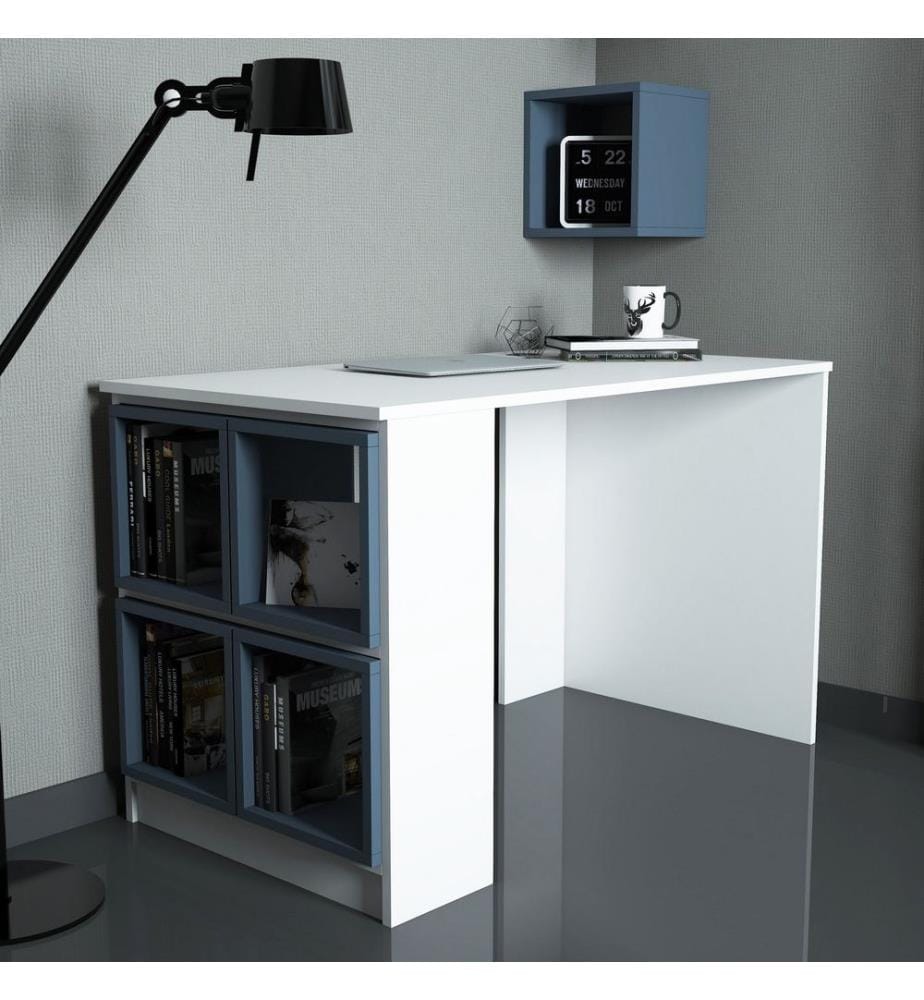 Bianco, Blu, Tavolini Da Caffè, 75X120X65 cm, Piastra Di Particelle Con Rivestimento Melamina