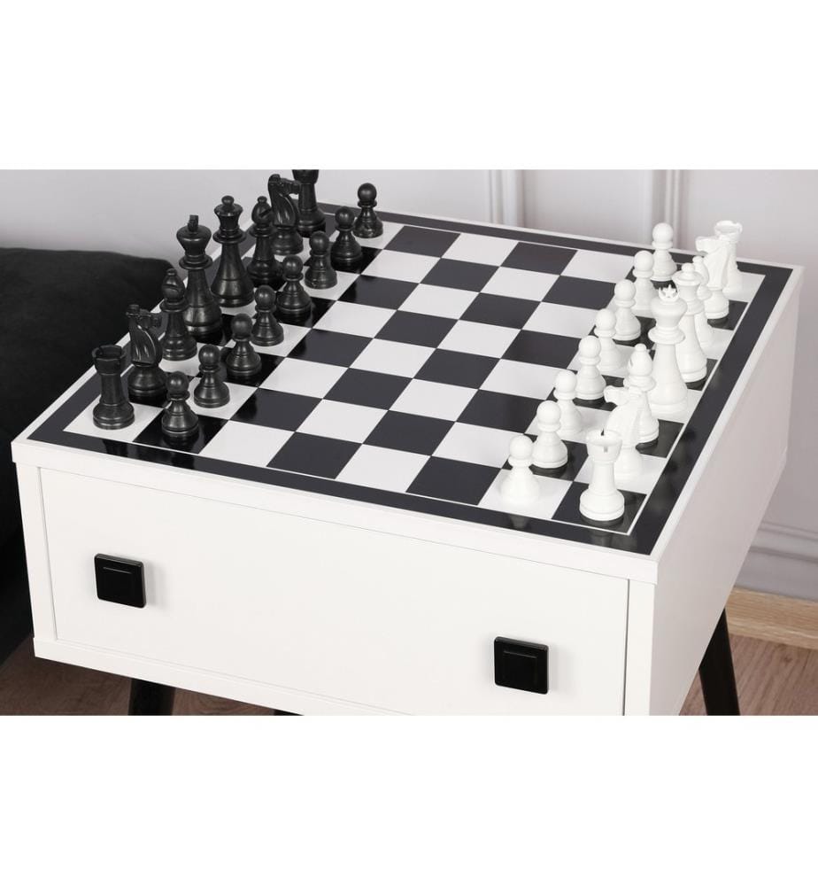 Bianco, Nero, Tavolini Da Caffè, 60X50X50 cm, Piastra Di Particelle Con Rivestimento A Melamina