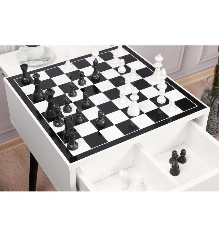 Bianco, Nero, Tavolini Da Caffè, 60X50X50 cm, Piastra Di Particelle Con Rivestimento A Melamina