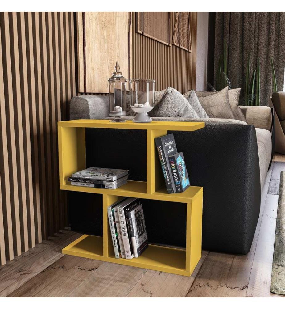 Table d'appoint, jaune, panneau de particules mélaminé