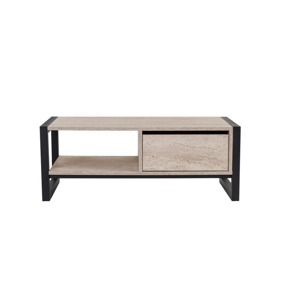 Coffee Table, Travertine Black, , 100% MELAMINE COATED PARTICLE BOARD, Frame: 100% METAL