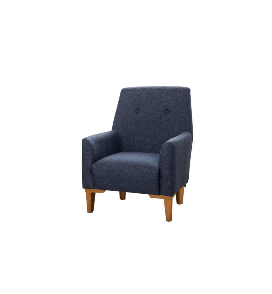 Wing Chair, Dark Blue, Atlantic Pine, Frame : Hornbeam & Fir Tree, tissu : 100% polyester : 100% polyester