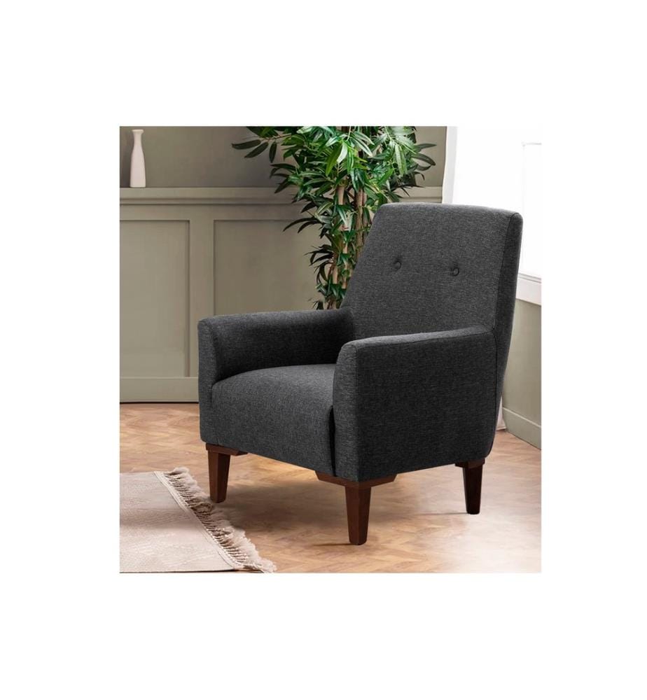Ohrensessel, Anthrazit, Walnuss, Gestell: Hainbuche & Fir Tree, Stoff: 100% Polyester