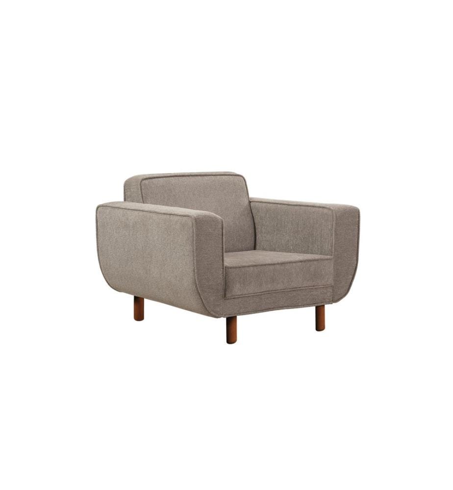 Ohrensessel, Nussbaum, Grau, Gestell: BUCHENHOLZ & SPANPLATTE, Stoff: 70 % POLYESTER / 30 % BAUMWOLLE, Holzbeine