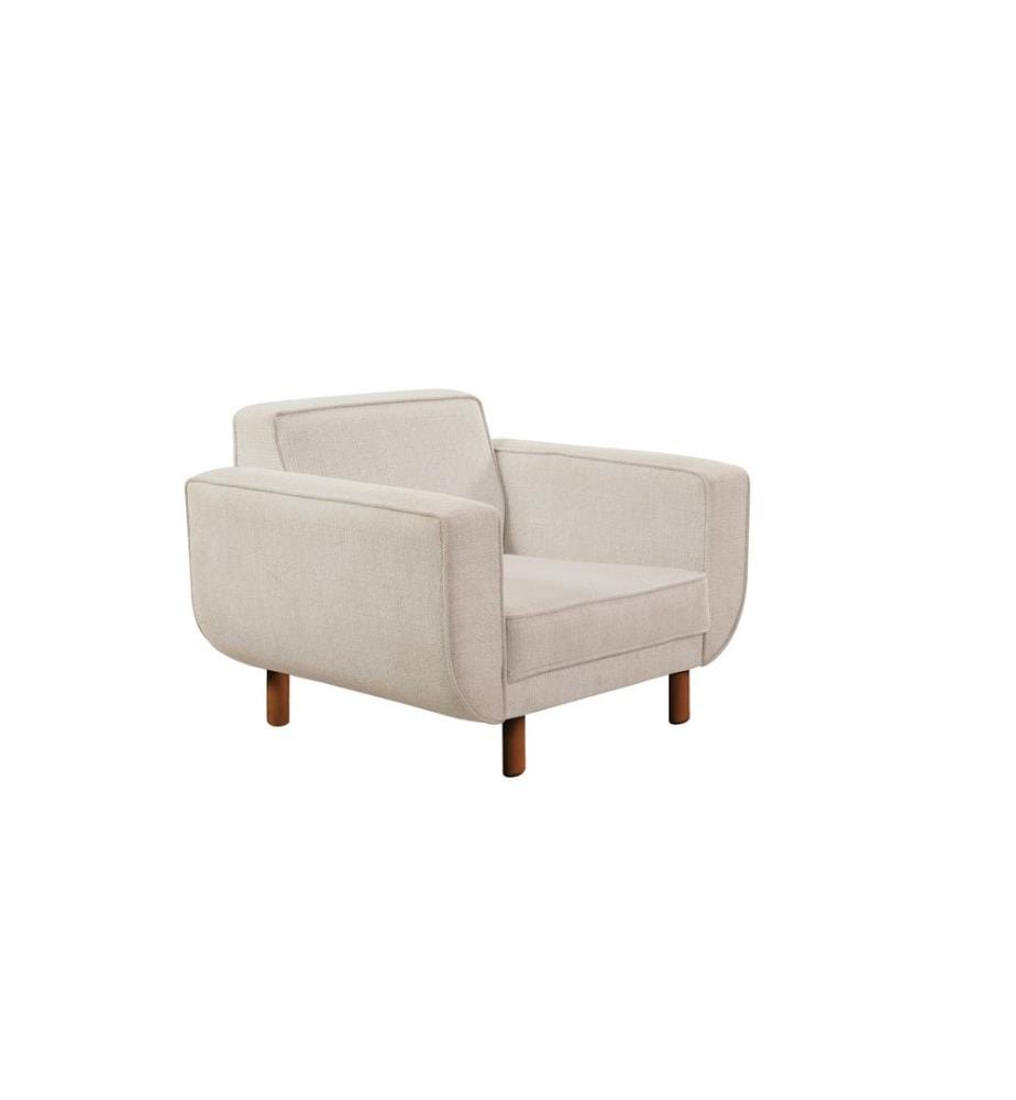 Ohrensessel, Nussbaum, Creme, Gestell: BUCHENHOLZ & SPANPLATTE, Bezug: 70 % POLYESTER / 30 % BAUMWOLLE, Holzbeine