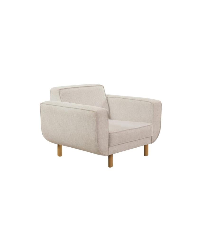 Ohrensessel, Eiche, Creme, Gestell: BUCHENHOLZ & SPANPLATTE, Bezug: 70 % POLYESTER / 30 % BAUMWOLLE, Holzbeine