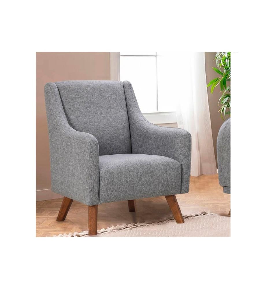 Ohrensessel, Grau, Gestell: Buchenholz, Stoff: 100% Linen Fabric