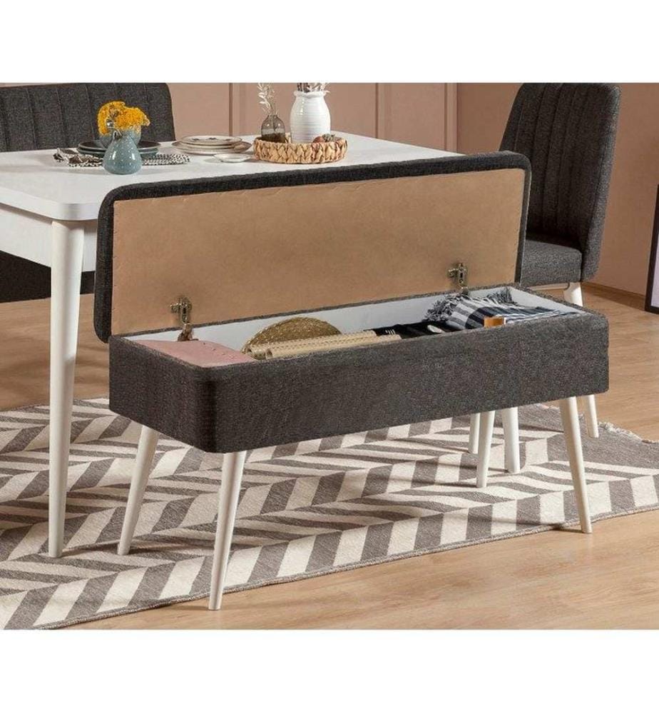 Ensemble table et chaises à rallonges, 4 pièces, blanc, anthracite, panneau de particules mélaminé