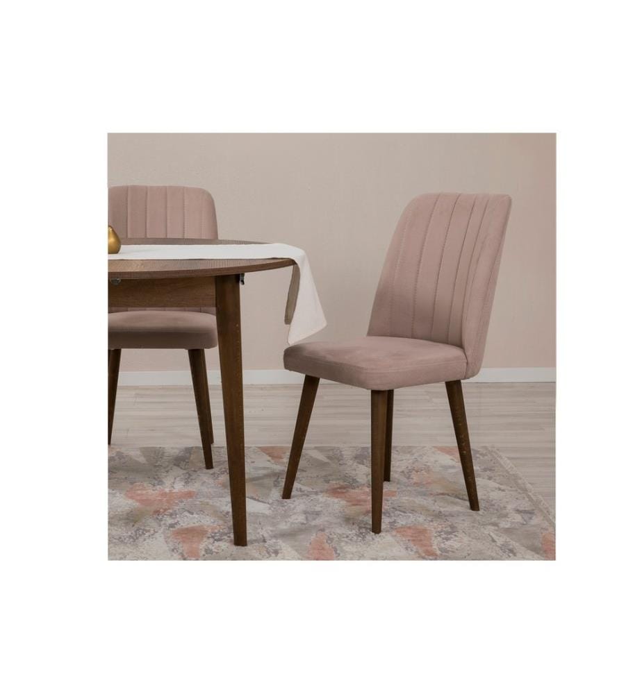 Ensemble table et chaises à rallonges, 5 pièces, noyer, pierre, panneau de particules mélaminé