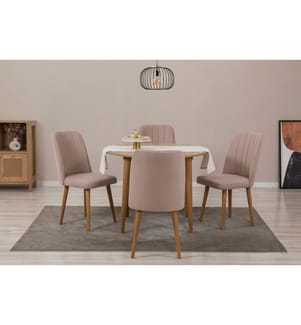 Set tavolo da pranzo allungabile e sedie , 5 pezzi, Pino Atlantico, Pietra, Truciolato rivestito in melamina