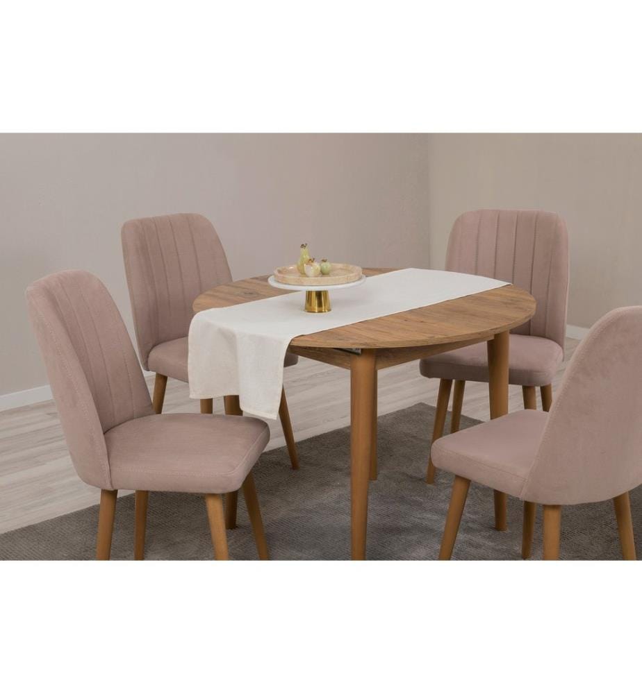 Ensemble table et chaises à rallonges, 5 pièces, pin atlantique, pierre, panneau de particules mélaminé