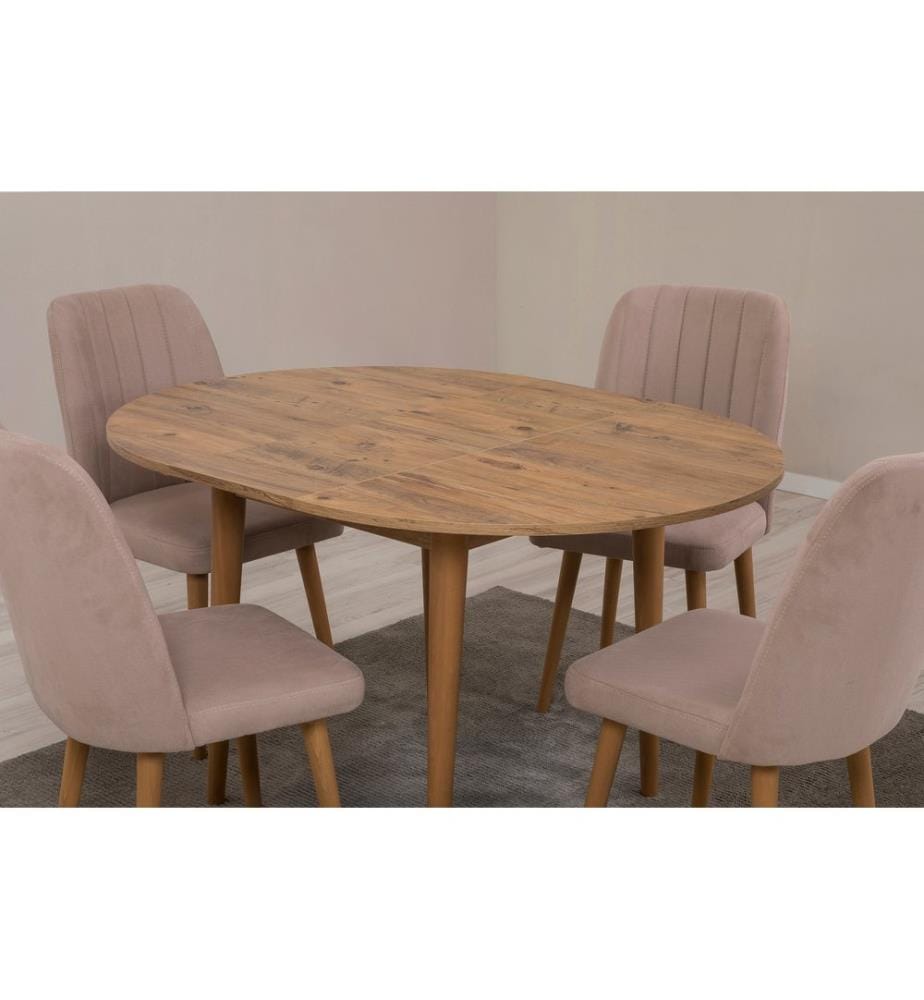 Ensemble table et chaises à rallonges, 5 pièces, pin atlantique, pierre, panneau de particules mélaminé