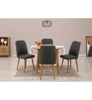 Set tavolo da pranzo allungabile e sedie , 5 pezzi, Pino Atlantico, Antracite, Truciolato rivestito in melamina