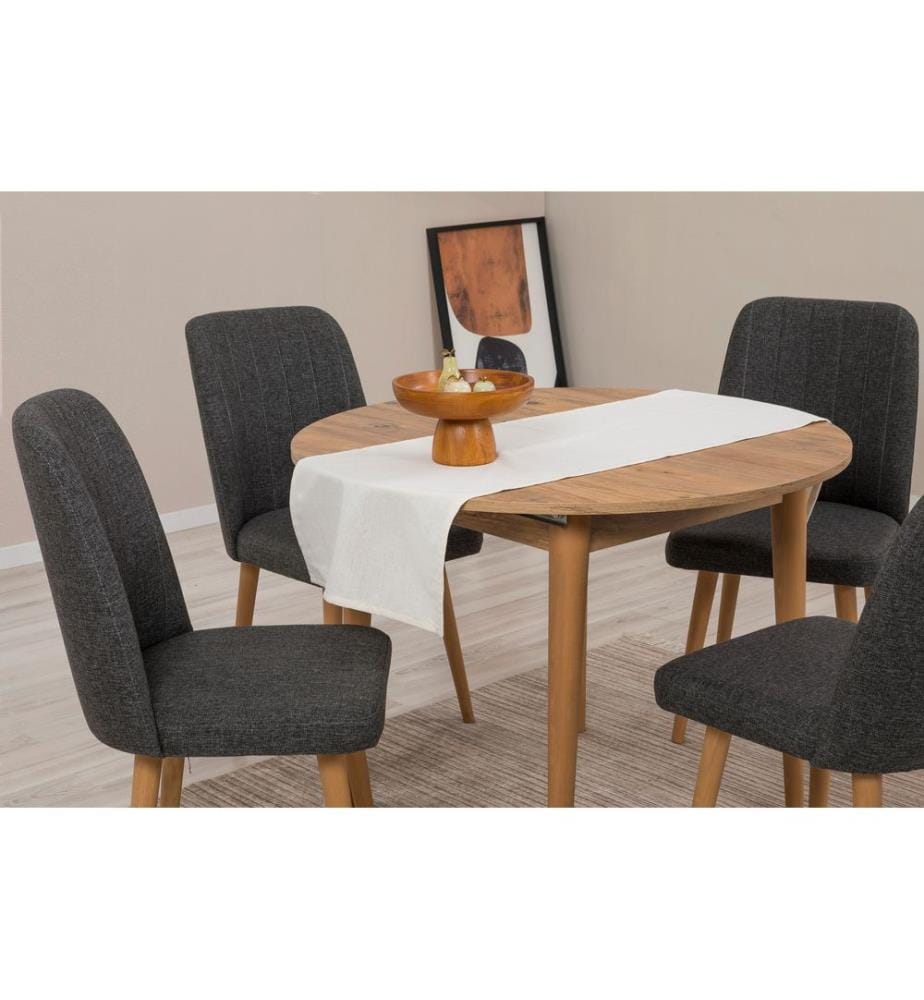 Ensemble table et chaises à rallonges, 5 pièces, pin atlantique, anthracite, panneau de particules mélaminé