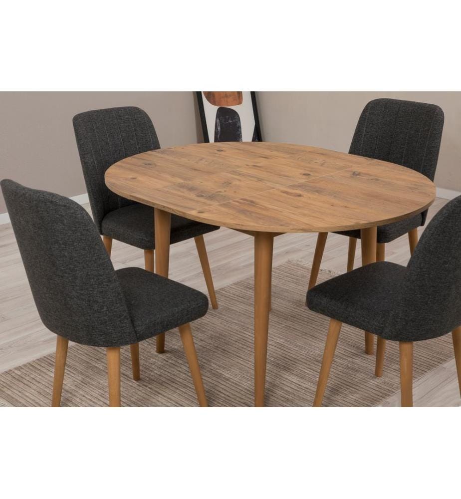 Ensemble table et chaises à rallonges, 5 pièces, pin atlantique, anthracite, panneau de particules mélaminé