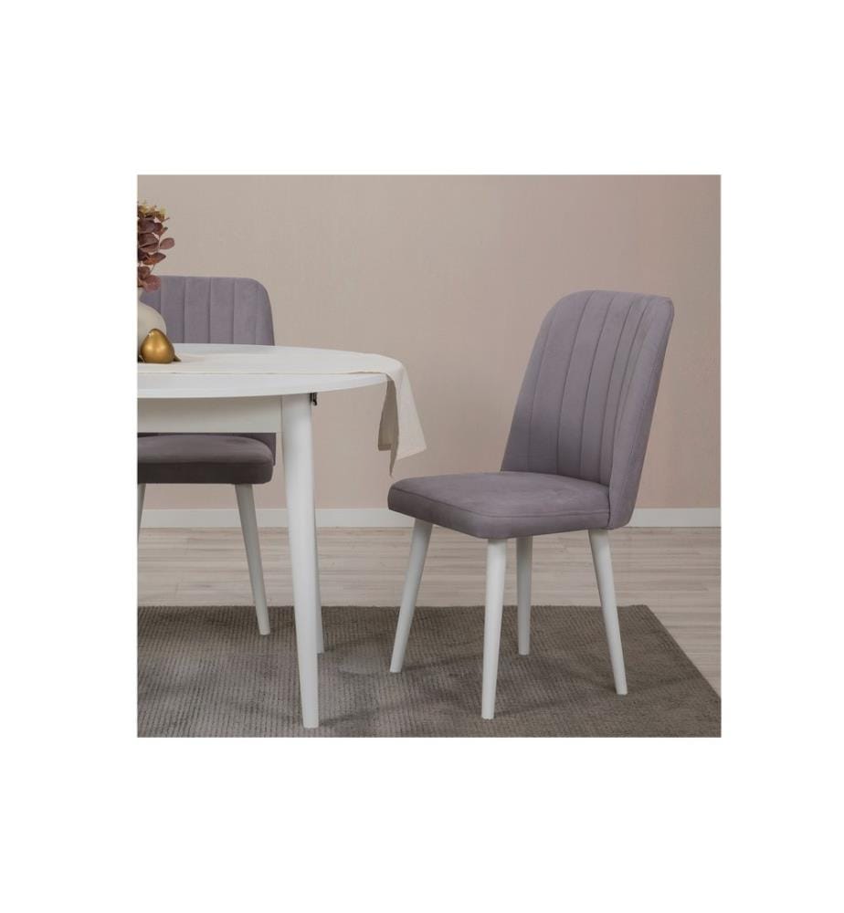 Ensemble table et chaises à rallonges, 3 pièces, blanc, gris, panneau de particules mélaminé